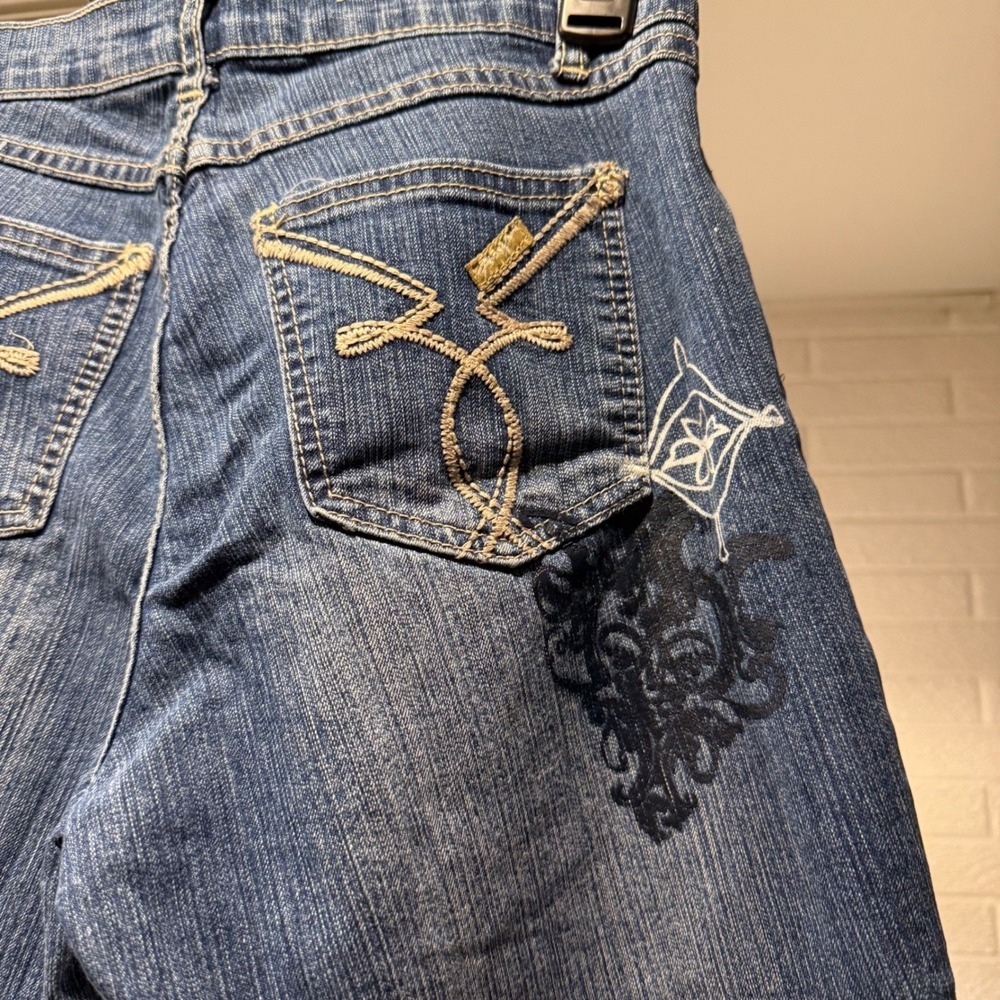 Poco Jeans Women's Size‎ S Blue Embroidered Capri Jeans Denim Pants - Picture 4 of 6
